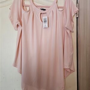 Torrid Peach Blush Ity Hineck Cold Shoulder Blouse - NWT